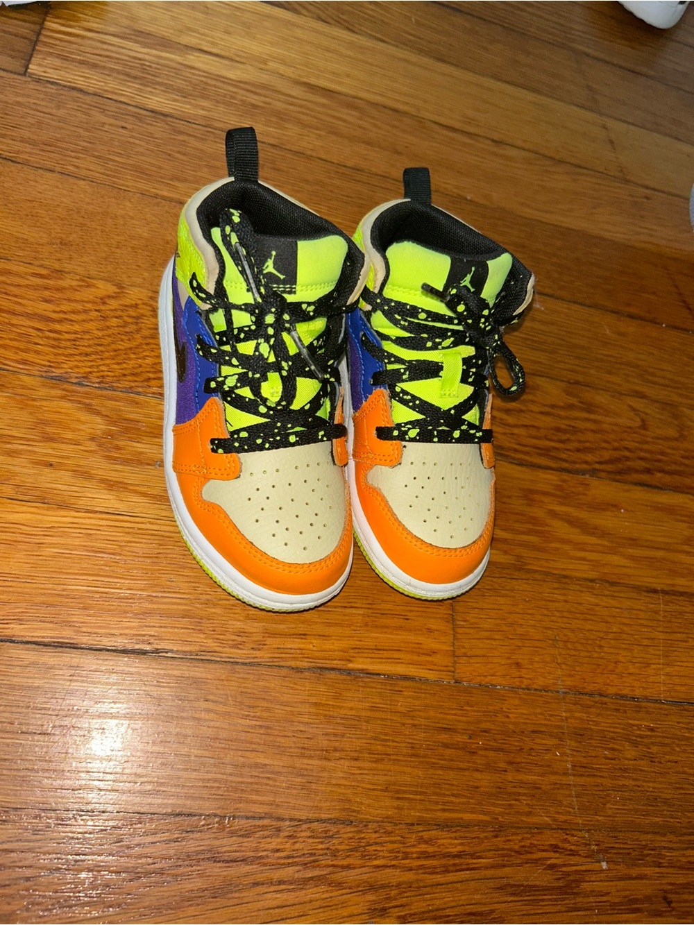Nike Jordan Kids' Multi-Color High-Top Sneakers - Neon Green & Orange